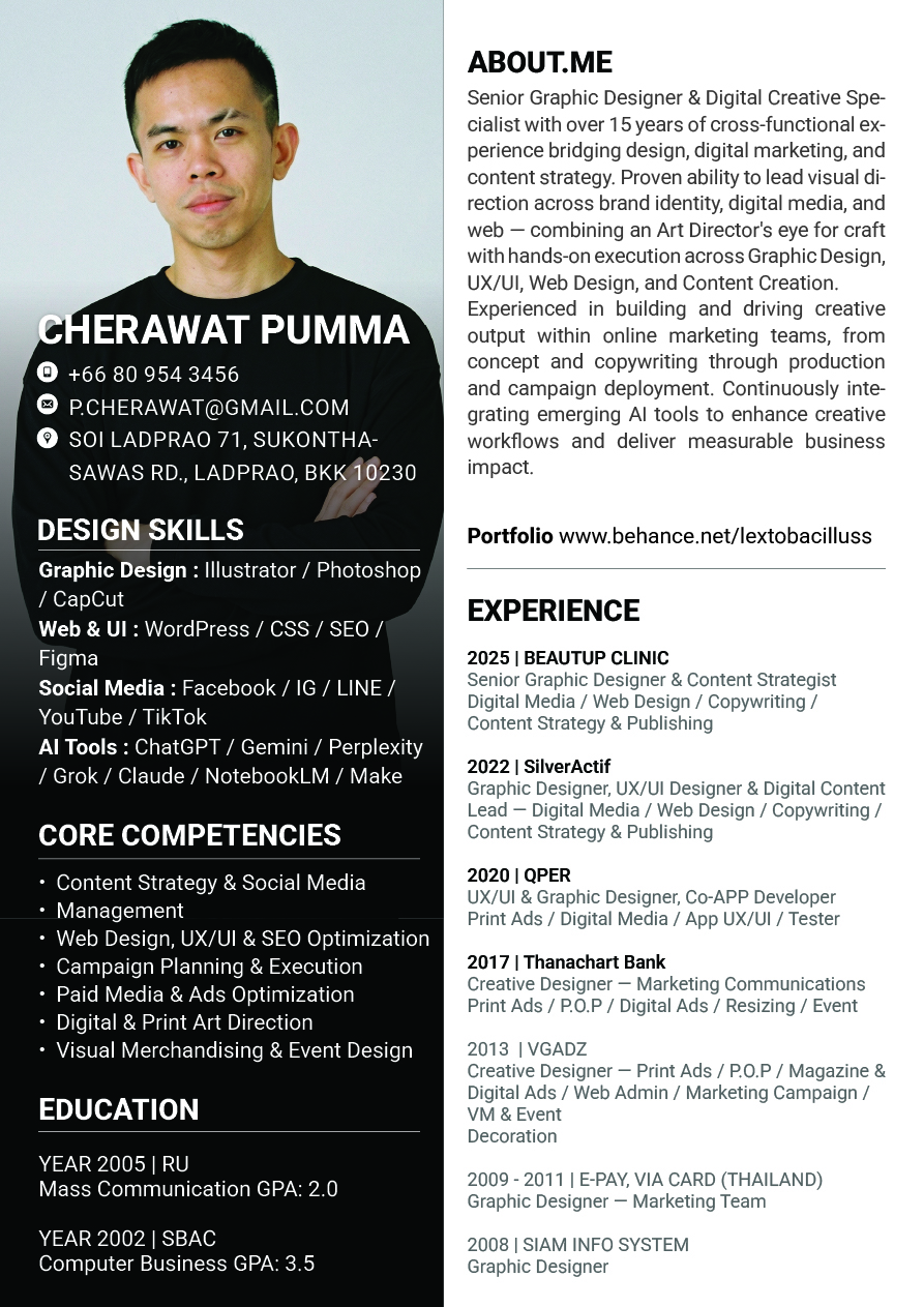 Resume for Cherawat Pumma